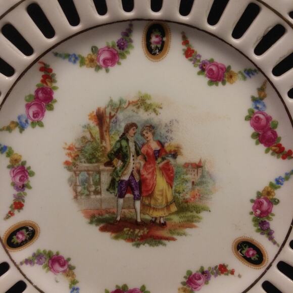 10 Pc Antique 1910 German Lattice Edged Porcelain Bread/Tea Plates - Picture 7 of 16